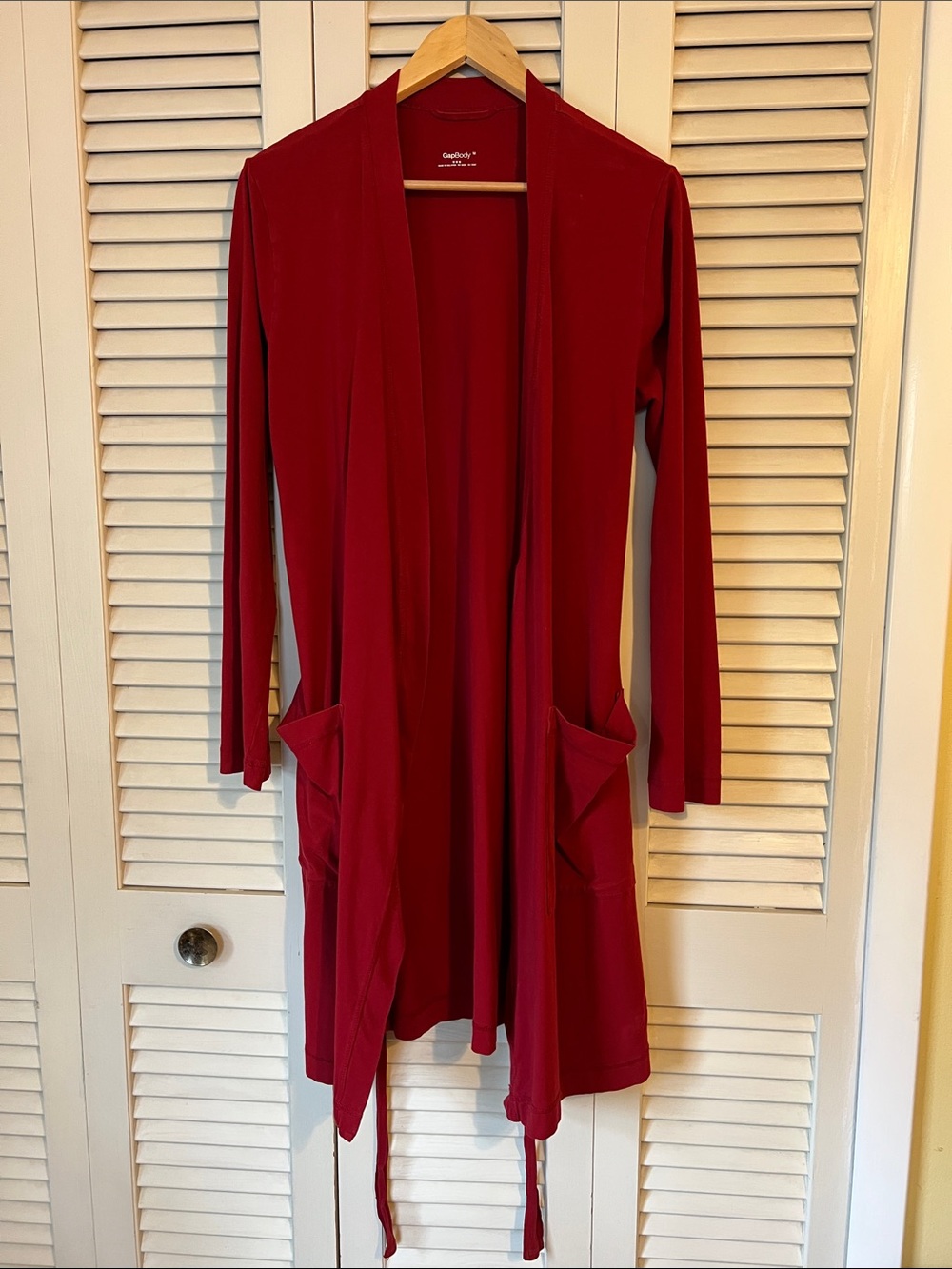 GapBody Women's Long Open Front Robe - Red